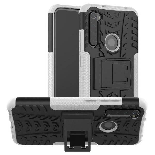 

Чехол Armored для Xiaomi Redmi Note 8T противоударный бампер с подставкой белый