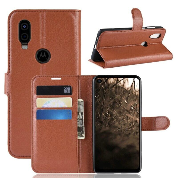 

Чехол Luxury для Motorola Moto One Vision книжка коричневый