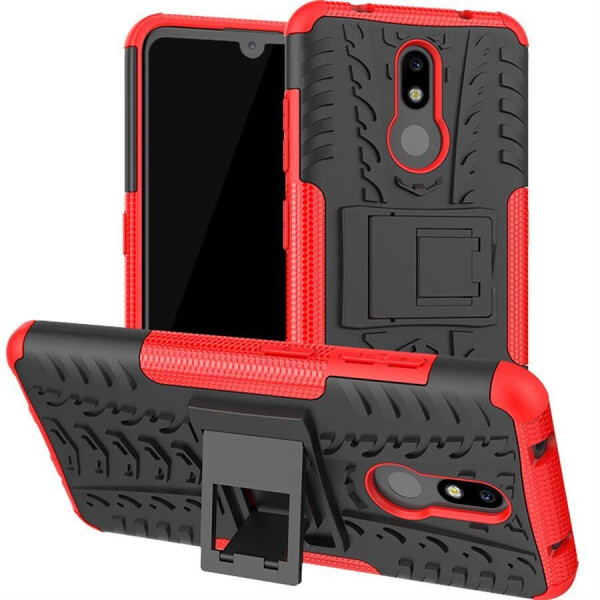 

Чехол Armored для Nokia 3.2 противоударный бампер с подставкой красный