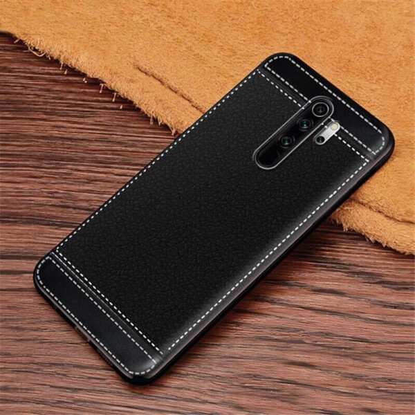 

Чехол Litchi для Xiaomi Redmi Note 8 Pro силикон бампер с рифленой текстурой черный