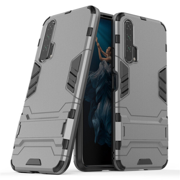 

Чехол Hybrid case для Honor 20 Pro бампер с подставкой темно-серый