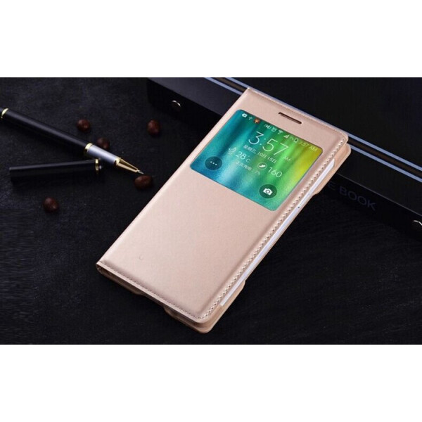

Чехол LUX для Samsung E500 / E5 книжка с окном S-View золотой