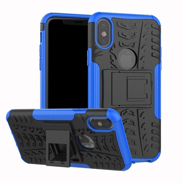 

Чехол LUX для Apple Iphone X противоударный бампер с подставкой Blue