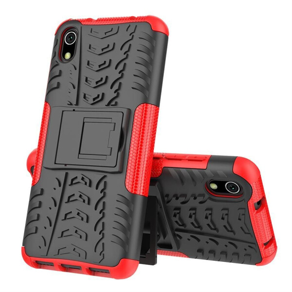 

Чехол Armored для Xiaomi Redmi 7A противоударный бампер с подставкой красный