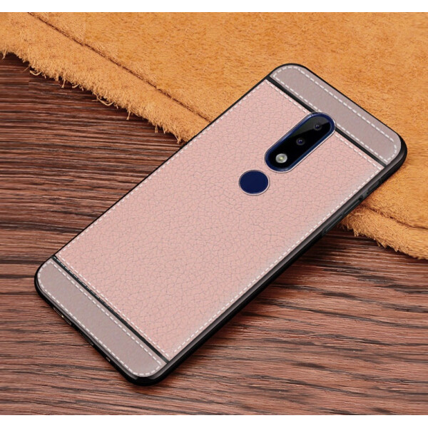 

Чехол Litchi для Nokia 5.1 Plus / Nokia X5 (TA-1109) силикон бампер с рифленой текстурой светло-розовый