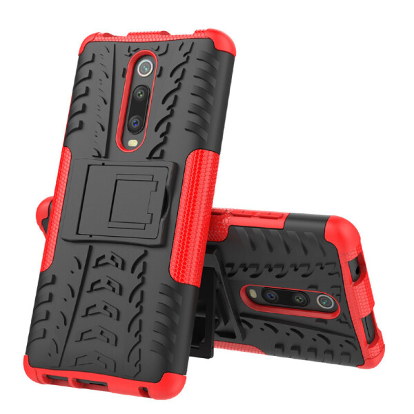 

Чехол Armored для Xiaomi Mi 9T / Mi 9T Pro противоударный бампер с подставкой красный
