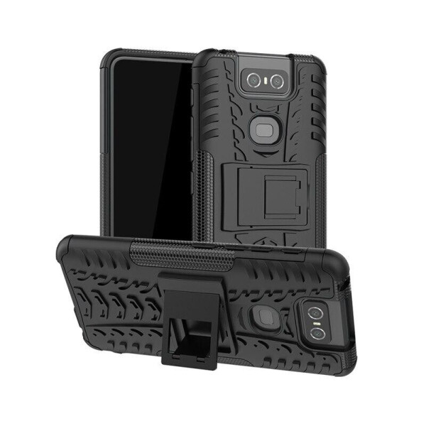 

Чехол Armored для Asus Zenfone 6 (ZS630KL) противоударный бампер с подставкой черный