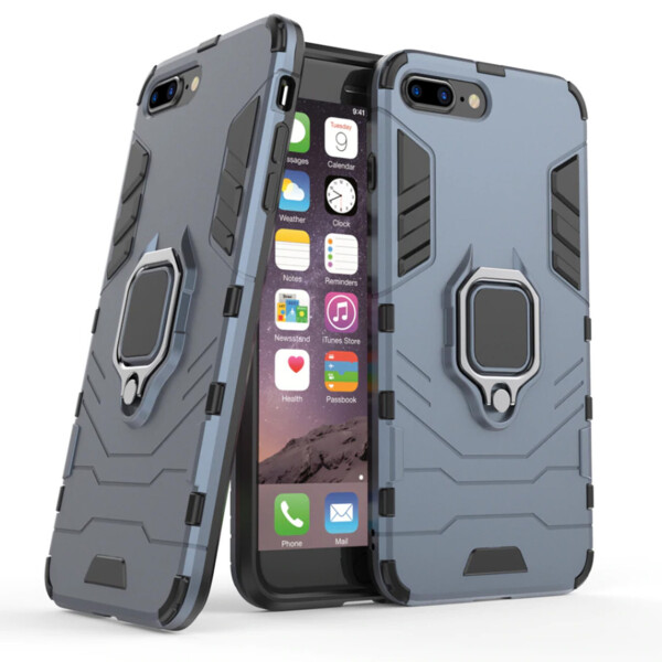

Чехол Ring case для Apple Iphone 7 Plus бронированный бампер с кольцом темно-синий