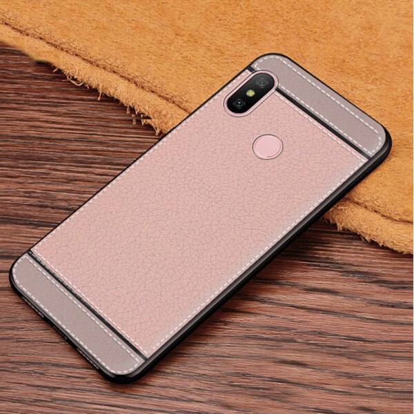

Чехол Litchi для Xiaomi Mi Max 3 силикон бампер с рифленой текстурой Светло-розовый