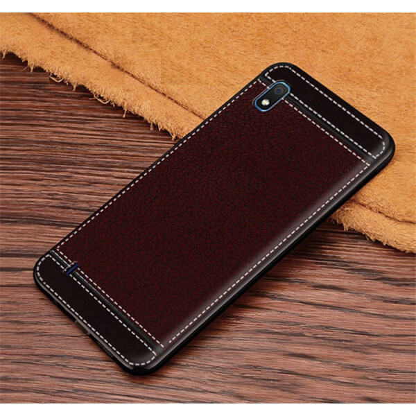 

Чехол Litchi для Samsung Galaxy A10 2019 (A105) силикон бампер с рифленой текстурой Темно-коричневый