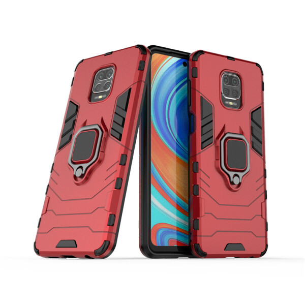 

Чехол Ring case для Xiaomi Redmi Note 9 Pro бронированный бампер с кольцом красный