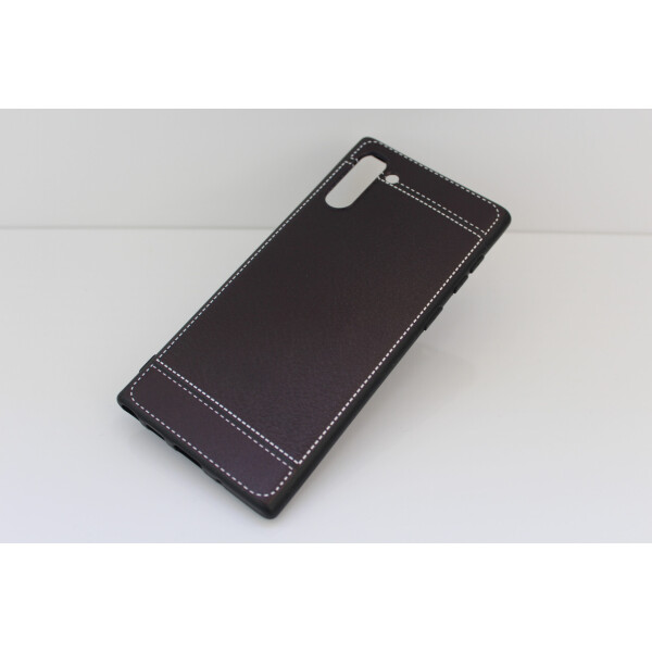 

Чехол Litchi для Samsung Galaxy Note 10 (N970) силикон бампер с рифленой текстурой черный