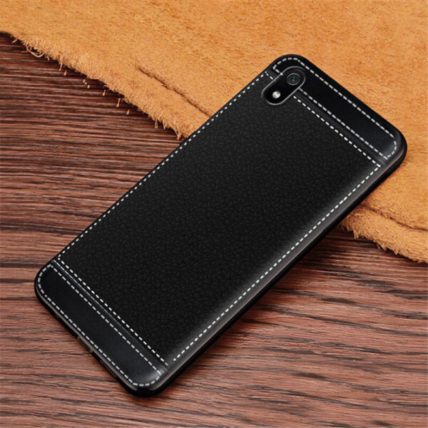 

Чехол Litchi для Xiaomi Redmi 7A силикон бампер с рифленой текстурой черный