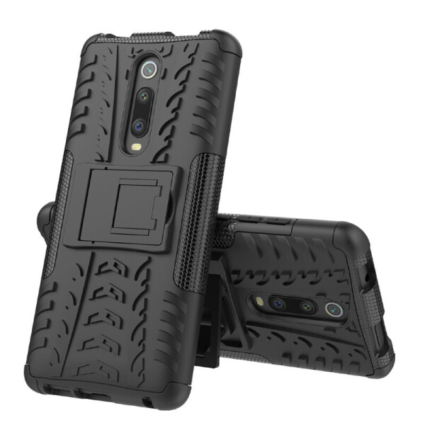 

Чехол Armored для Xiaomi Redmi K20 / K20 Pro противоударный бампер с подставкой черный
