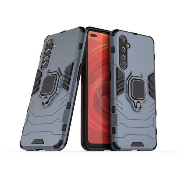 

Чехол Ring case для Realme X50 Pro бронированный бампер с кольцом темно-синий