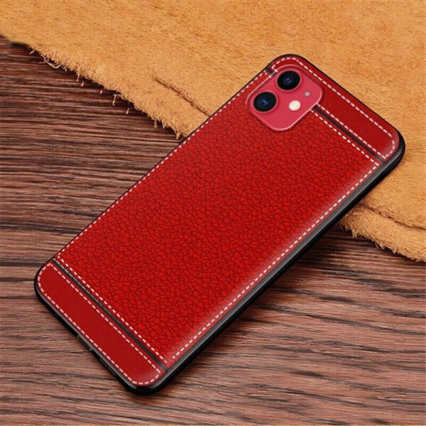 

Чехол Litchi для Apple Iphone 11 силикон бампер с рифленой текстурой красный