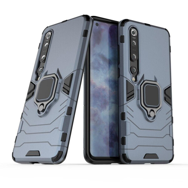 

Чехол Ring case для Xiaomi Mi 10 бронированный бампер с кольцом темно-синий