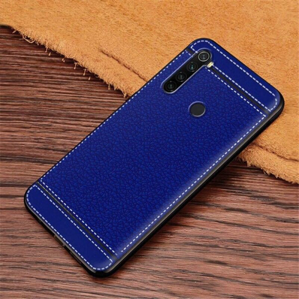 

Чехол Litchi для Xiaomi Redmi Note 8 силикон бампер с рифленой текстурой синий