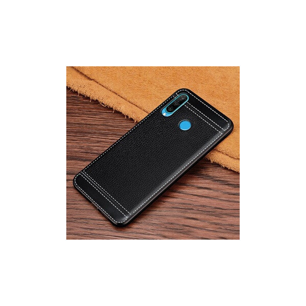 

Чехол Litchi для Huawei P30 Lite / Nova 4e силикон бампер с рифленой текстурой черный
