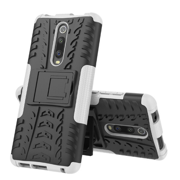 

Чехол Armored для Xiaomi Redmi K20 / K20 Pro противоударный бампер с подставкой белый