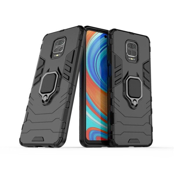 

Чехол Ring case для Xiaomi Redmi Note 9S бронированный бампер с кольцом черный