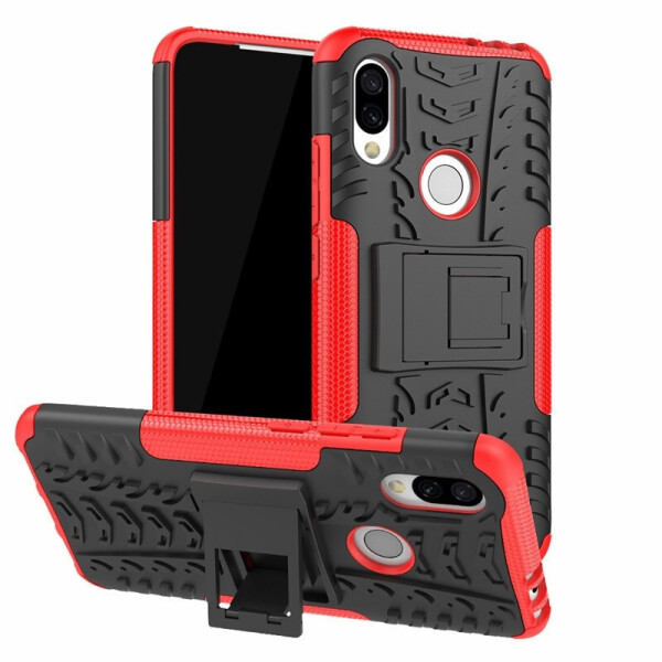 

Чехол Armored для Xiaomi Redmi 7 противоударный бампер с подставкой Красный