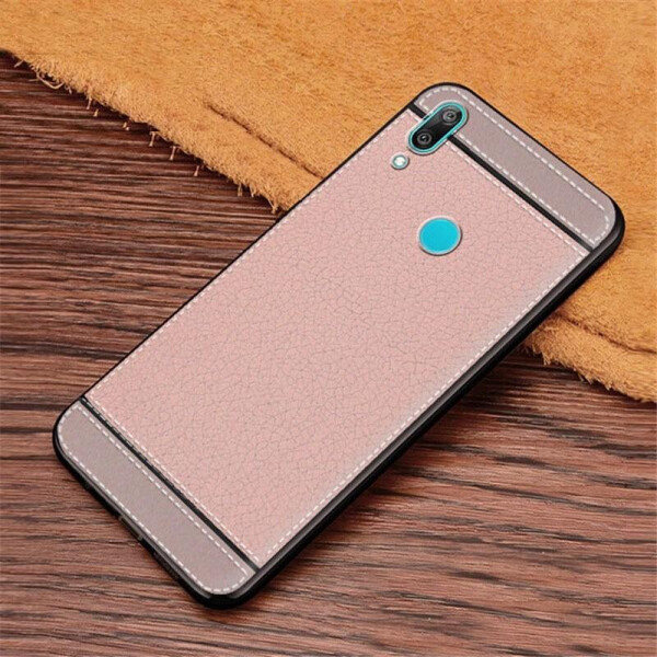 

Чехол Litchi для Meizu Note 9 силикон бампер с рифленой текстурой Светло-розовый