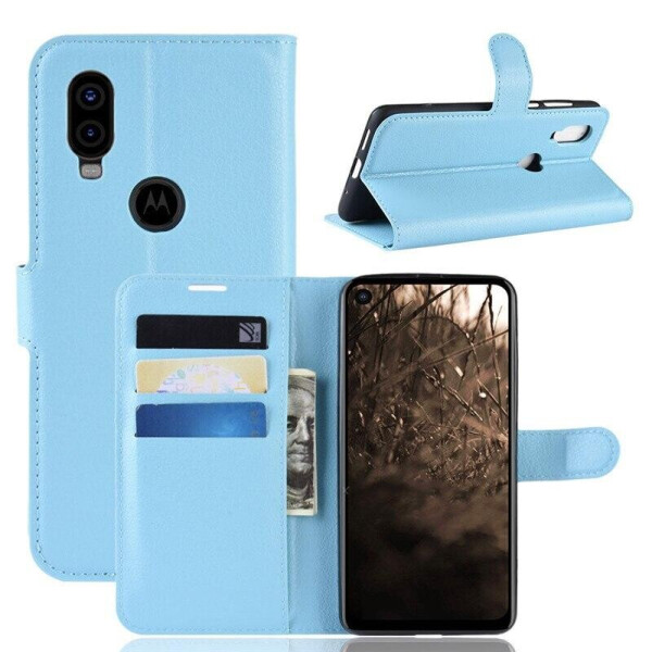 

Чехол Luxury для Motorola Moto One Vision книжка голубой