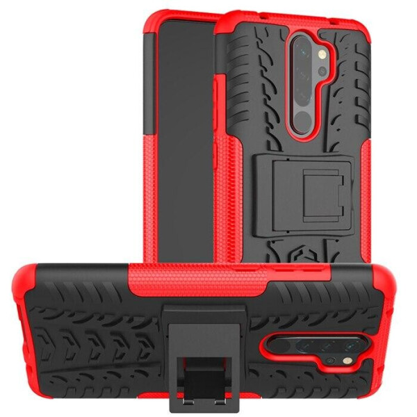 

Чехол Armored для Xiaomi Redmi Note 8 Pro противоударный бампер с подставкой красный