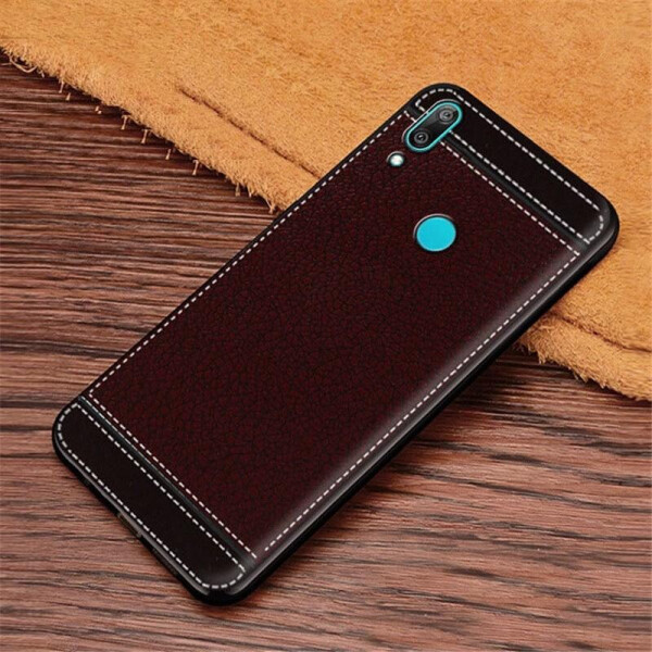 

Чехол Litchi для Meizu Note 9 силикон бампер с рифленой текстурой Темно-коричневый