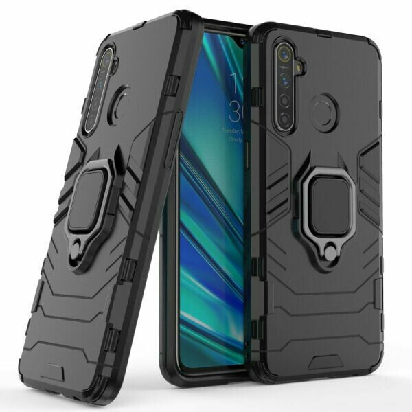 

Чехол Ring case для Realme 5 Pro бронированный бампер с кольцом черный