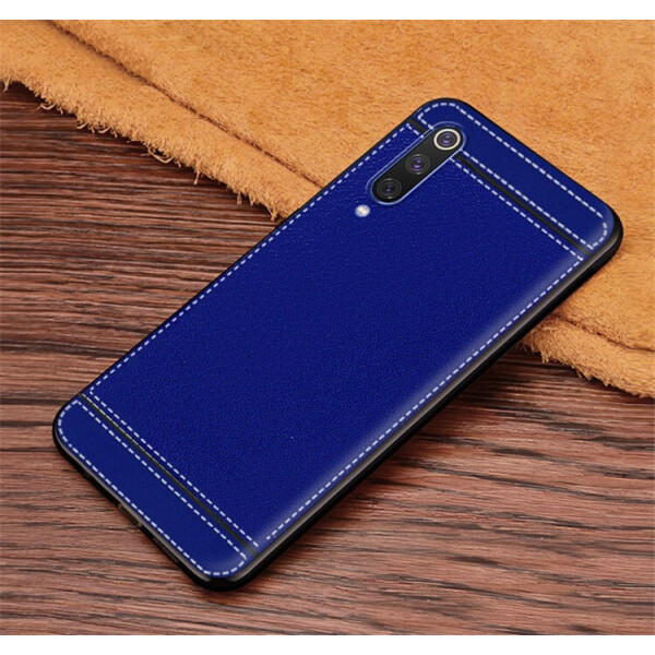

Чехол Litchi для Xiaomi Mi 9 силикон бампер с рифленой текстурой Синий