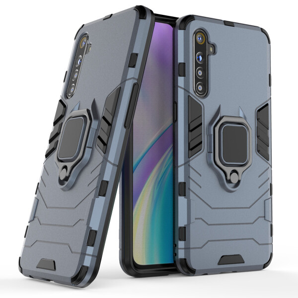 

Чехол Ring case для Realme XT / X2 бронированный бампер с кольцом темно-синий