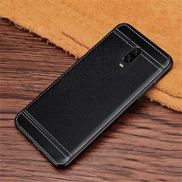

Чехол Litchi для OnePlus 6T силикон бампер с рифленой текстурой Черный