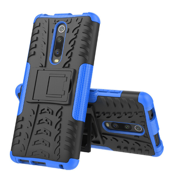 

Чехол Armored для Xiaomi Mi 9T / Mi 9T Pro противоударный бампер с подставкой синий