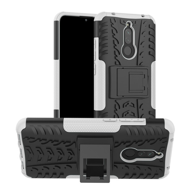 

Чехол Armored для Xiaomi Redmi 8A противоударный бампер с подставкой белый