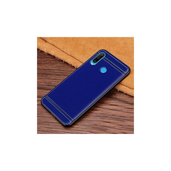 

Чехол Litchi для Huawei P30 Lite / Nova 4e силикон бампер с рифленой текстурой синий