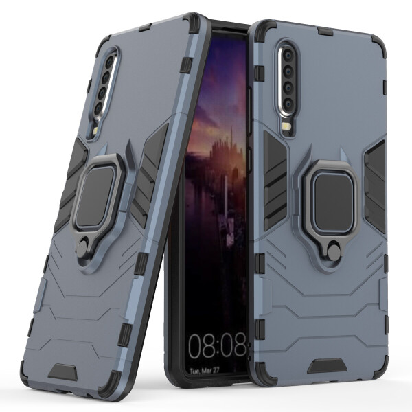 

Чехол Ring case для Huawei P30 бронированный бампер с кольцом темно-синий