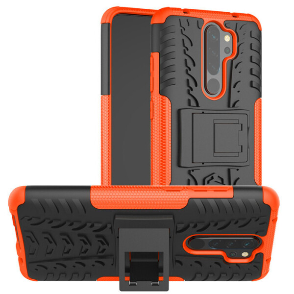 

Чехол Armored для Xiaomi Redmi Note 8 Pro противоударный бампер с подставкой оранжевый
