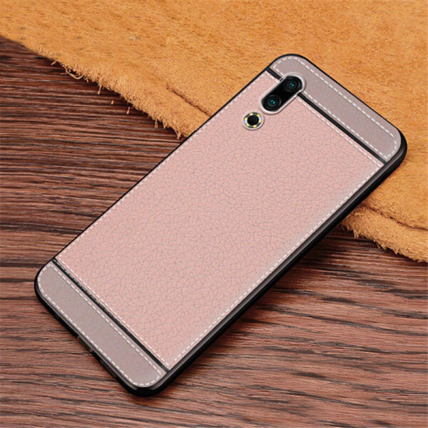 

Чехол Litchi для Meizu 16S Pro силикон бампер с рифленой текстурой светло-розовый