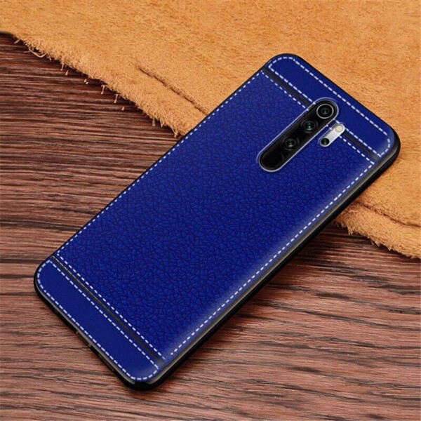 

Чехол Litchi для Xiaomi Redmi Note 8 Pro силикон бампер с рифленой текстурой синий