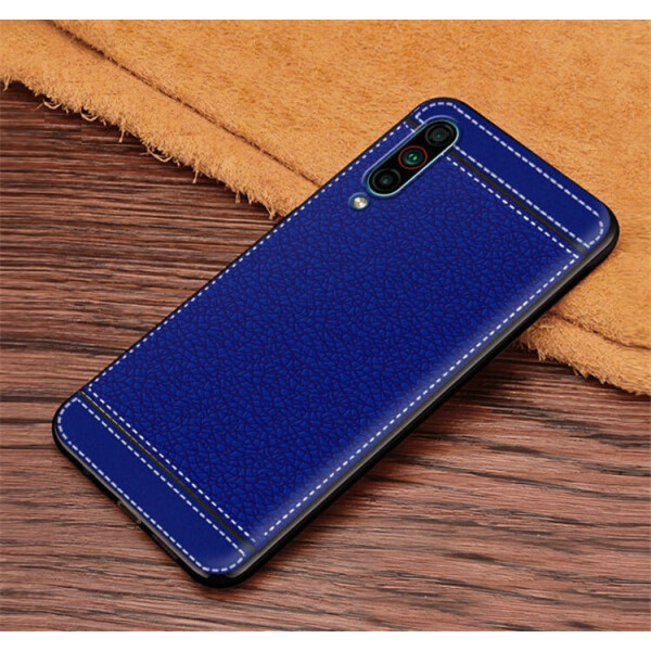 

Чехол Litchi для Meizu 16T силикон бампер с рифленой текстурой синий