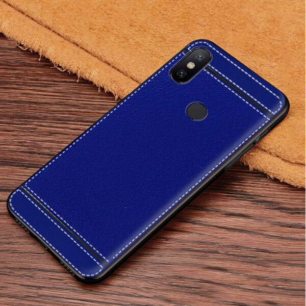 

Чехол Litchi для Xiaomi Mi Mix 3 силикон бампер с рифленой текстурой синий