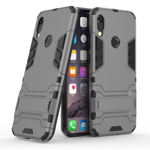 

Чехол Hybrid case для Honor 8A Prime (2020) бампер с подставкой темно-серый