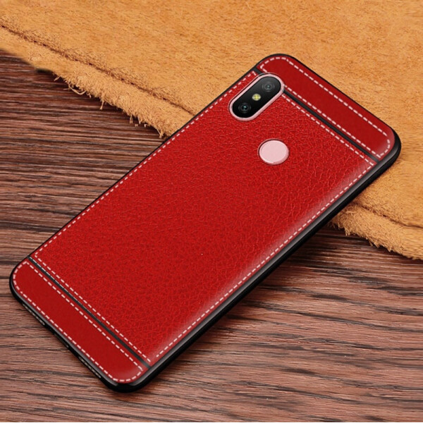 

Чехол Litchi для Xiaomi Mi Max 3 силикон бампер с рифленой текстурой Красный
