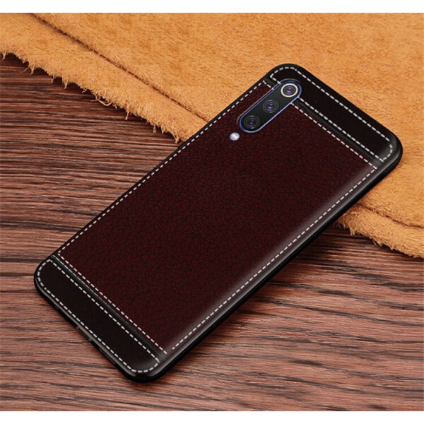 

Чехол Litchi для Xiaomi Mi 9 SE силикон бампер с рифленой текстурой Темно-коричневый