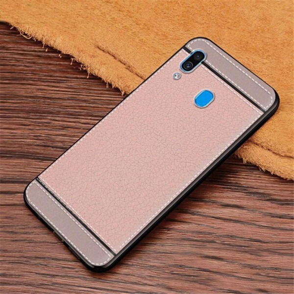 

Чехол Litchi для Samsung Galaxy A30 2019 (A305) силикон бампер с рифленой текстурой Светло-розовый