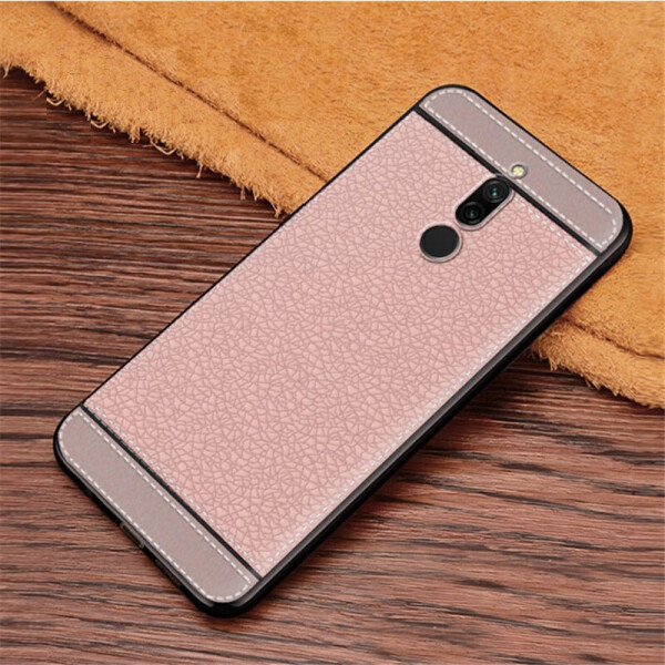 

Чехол Litchi для Xiaomi Redmi 8 силикон бампер с рифленой текстурой светло-розовый