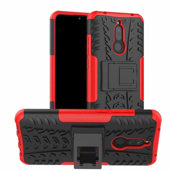 

Чехол Armored для Xiaomi Redmi 8A противоударный бампер с подставкой красный
