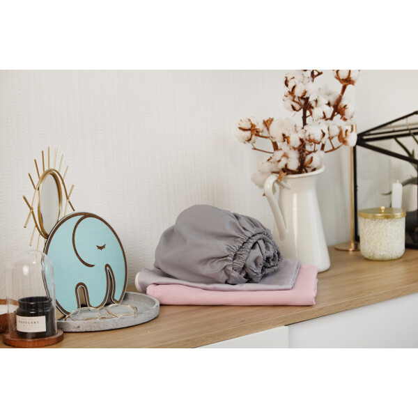 

из сатина Добрый Сон Бантик Серый с розовым 4-10/11